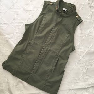 CABI Green Utility Tunic Length Vest